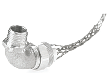 <strong>1300960054 – 36404</strong><br/><span style="color : #000000 ;">Liquid-Tight Grip Strain Relief, 1-1/2″ NPT, 90° Angle Male, Mesh Length  0.146m (5.750″)</span>
