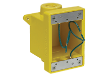 <strong>1301280119 – 454CR</strong><br/><span style="color : #000000 ;">Woodhead FD Yellow Glass-Filled Polyester Box, Corrosion -resistant (2) 25.40mm (1.000″) Threaded Knock-out Openings</span>