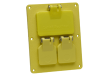 <strong>1301380046 – 3267W</strong><br/><span style="color : #000000 ;">Super-Safeway Multiple Outlet Coverplate, (1) GFCI & (1) Duplex with Flip Lids</span>
