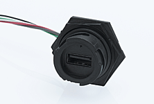<strong>847290023 – 84729-0023</strong><br/><span style="color : #000000 ;">Sealed Industrial USB 2.0 Type A Receptacle-to-Pigtail, Neoprene Gasket,  28 AWG, 0.229M Length</span>