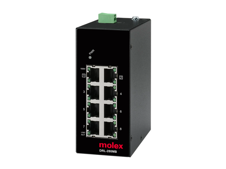 IP20 Unmanaged Ethernet Switch, 8 Ports, 10/100Mb Data Speed