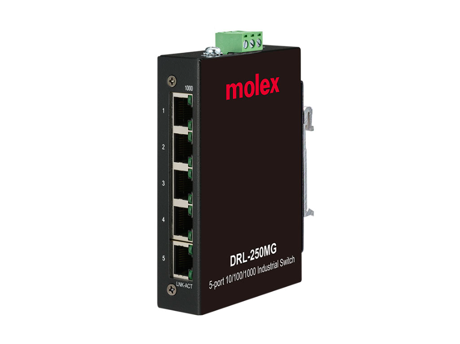IP20 Unmanaged Ethernet Switch, 5 Ports, 10/100/1000Mb Data Speed