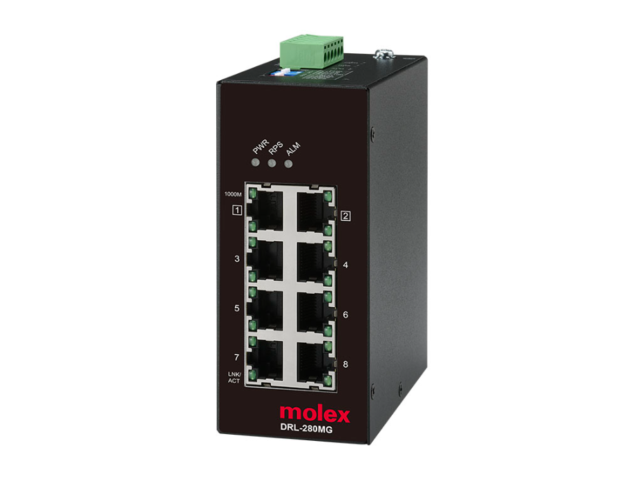 IP20 Unmanaged Ethernet Switch, 8 Ports, 10/100/1000Mb Data Speed