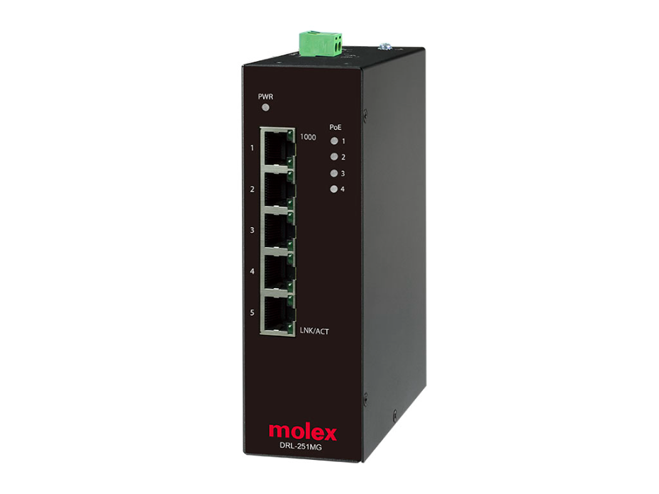 IP20 Unmanaged PoE Ethernet Switch, 4 PoE Ports + 1 Uplink, 10/100/1000Mb Data Speed