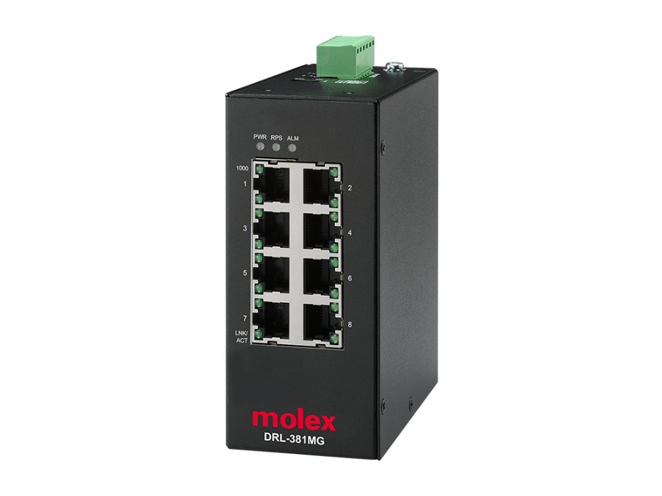IP20 Managed Ethernet Switch, 8 Ports, 10/100/1000Mb Data Speed