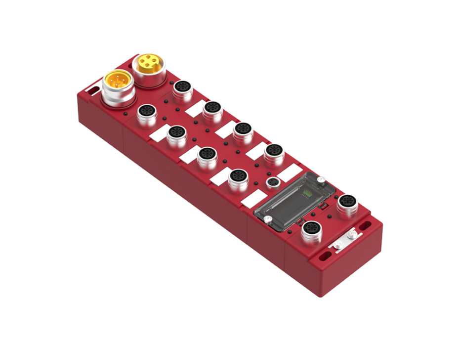 Brad EtherNet/IP CIP Safety HarshIO Modules, Classic 60.00mm, IP67, 8 Ports M12, 12 PNP Safety Inputs, 4 Sourcing Safety Outputs, Window Memory Key, 5-Pole Power