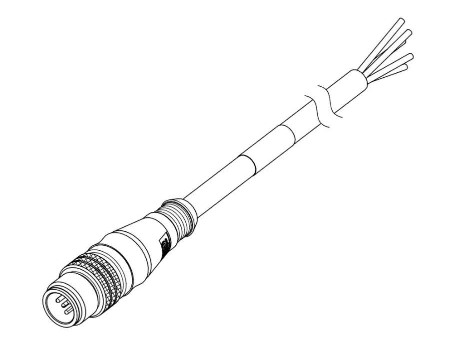 Micro-Change (M12) Single-Ended Cordset, 3 Poles, Male (Straight) to Pigtail, 0.34mm² Black PVC Cable, 5.0m (16.40') Length