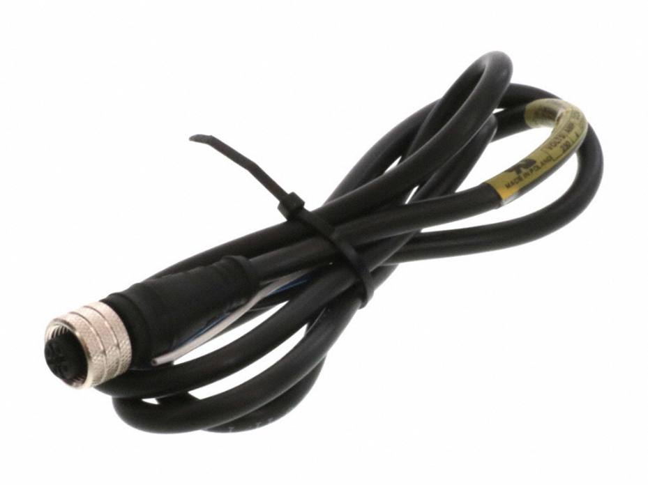Micro-Change (M12) Single-Ended Cordset, 4 Poles, Female (Straight) to Pigtail, 0.34mm² PVC Cable, 1.0m (3.28') Length