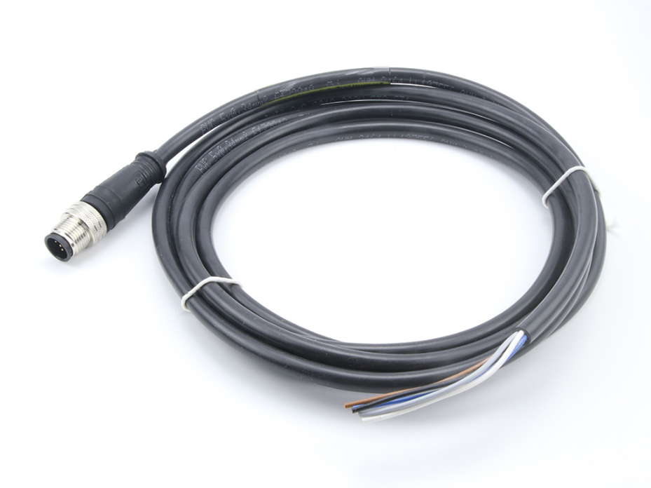 Micro-Change (M12) Single-Ended Cordset, 5 Poles, Male (Straight) to Pigtail, 0.34mm² Black PVC Cable, 2.0m (6.56') Length