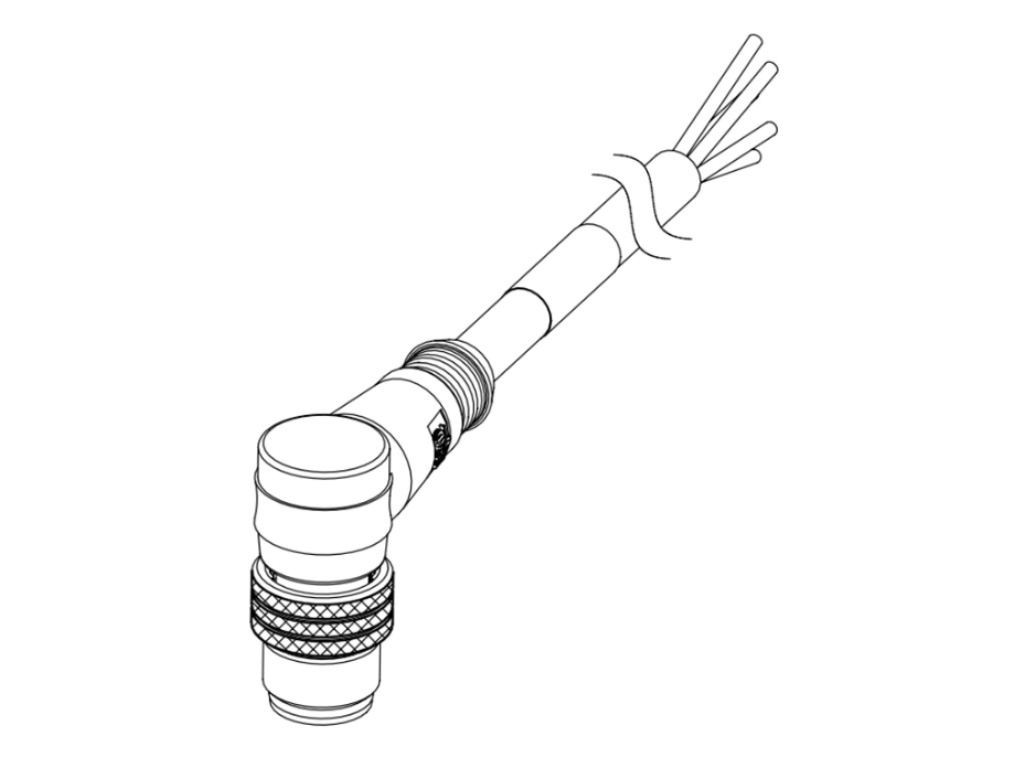 Micro-Change (M12) Single-Ended Cordset, 5 Poles, Male (90°) to Pigtail, 0.34mm² Black PVC Cable, 10.0m (32.81') Length