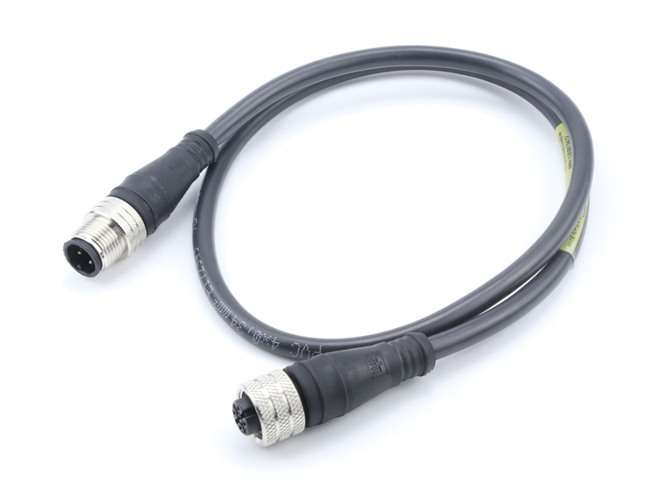 Micro-Change (M12) Double-Ended Cordset, 4 Poles, Male (Straight) to Female (Straight), 0.34mm² Black PVC Cable, 1.0m (3.28') Length