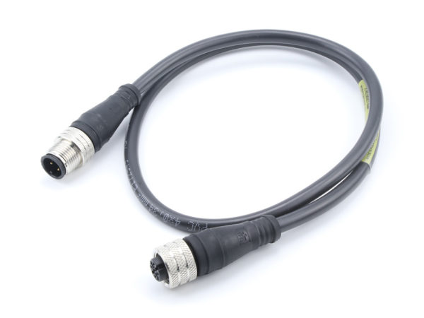 Micro-Change (M12) Double-Ended Cordset, 4 Poles, Male (Straight) to Female (Straight), 0.34mm² Black PVC Cable, 3.0m (9.84') Length