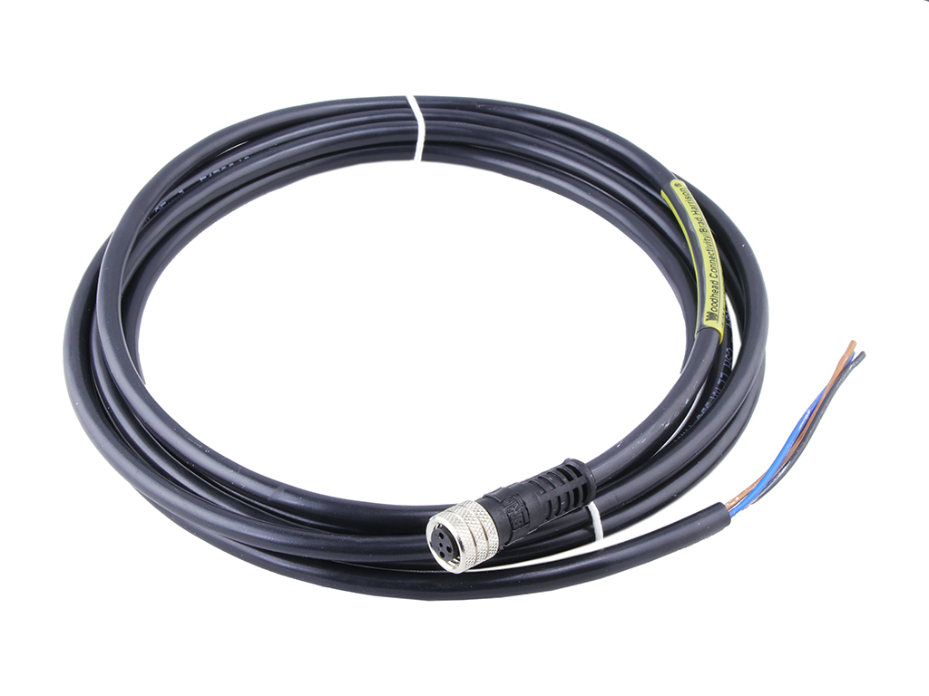 Nano-Change (M8) Single-Ended Cordset, 3 Poles, Female (Straight) to Pigtail, 0.25mm² Black PVC Cable, 2.0m (6.56') Length