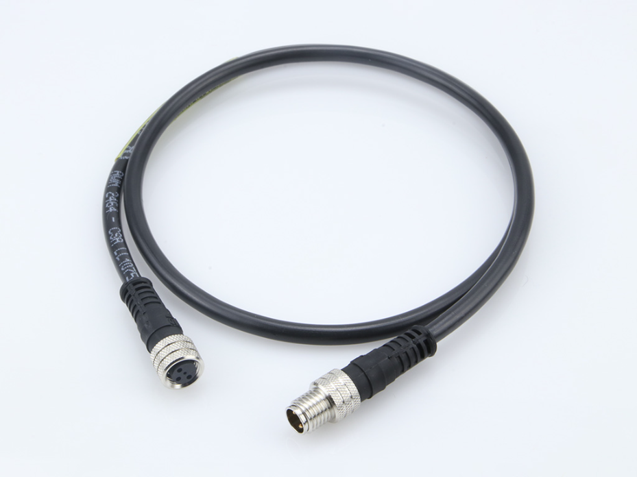 Nano-Change (M8) Double-Ended Cordset with Knurled Hexnut, 5 Poles, B-Coded, Male (Straight) to Female (Straight), 24 AWG, Black PUR LSOH Cable, 1.0m (3.28') Length