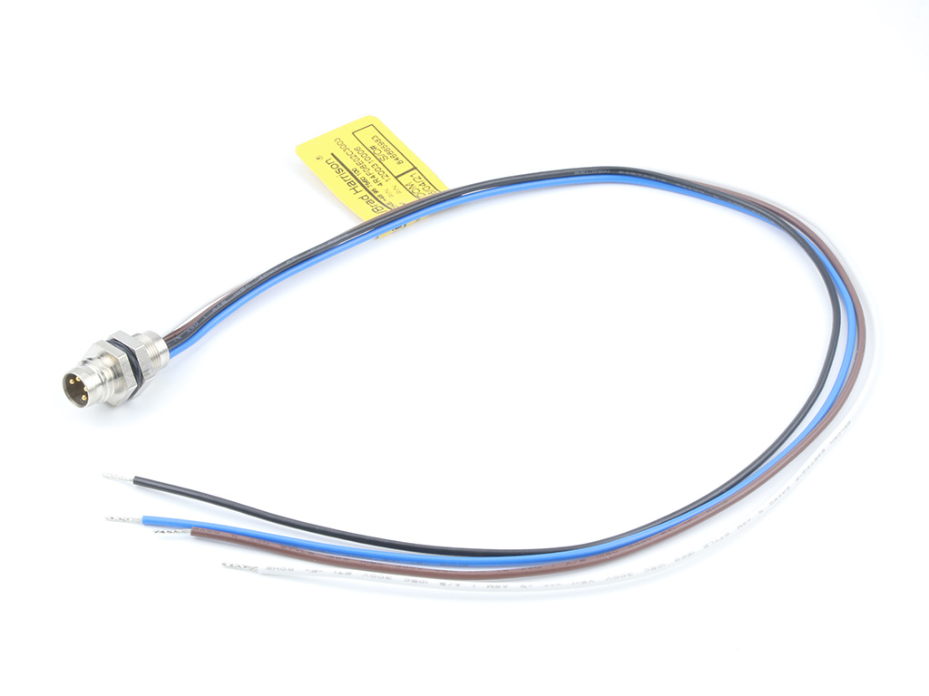 Nano-Change (M8) Receptacle, 4 Poles, A-Coded, M8 x 0.5 Mounting Threads, Male (Straight) to 22 AWG Leads, 0.30m (11.81") Length