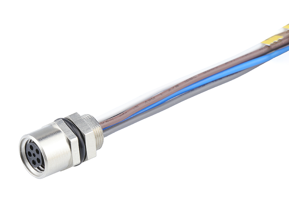 Nano-Change (M8) Receptacle, 5 Poles, B-Coded, M8 x 0.5 Mounting Threads, Female (Straight) to 22 AWG Leads, 0.30m (11.81") Length