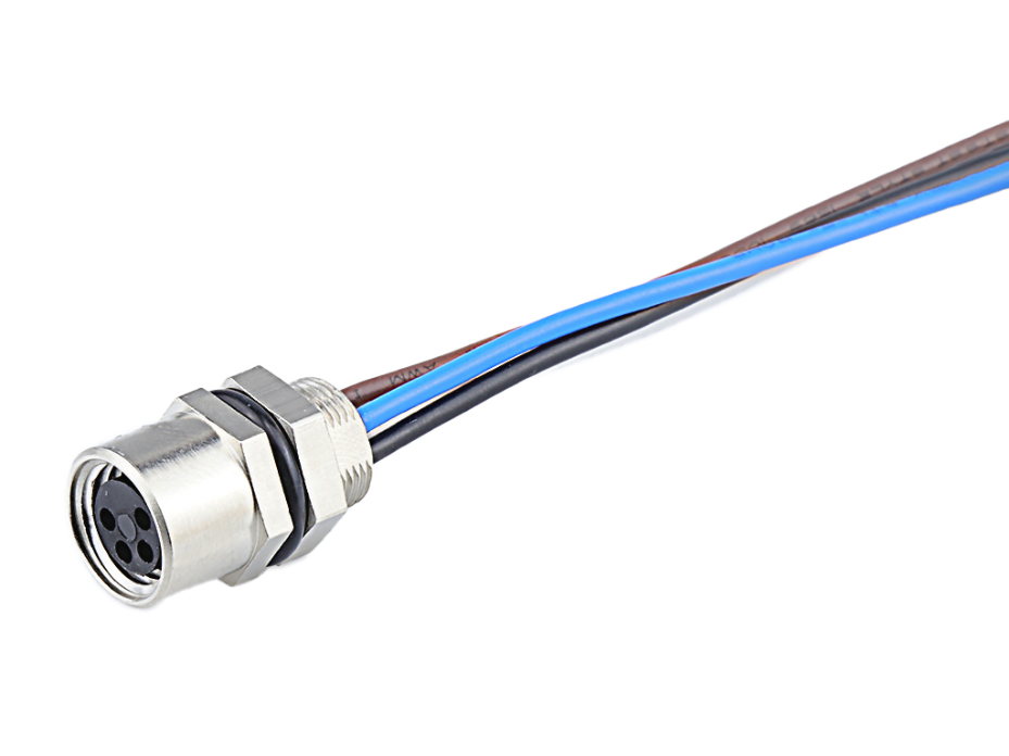 Nano-Change (M8) Receptacle, 4 Poles, A-Coded, M8 x 0.5 Mounting Threads, Female (Straight) to 22 AWG Leads, 0.30m (11.81") Length