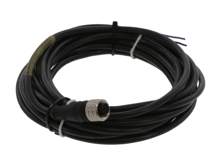 Micro-Change (M12) Single-Ended Cordset, 4 Poles, Female (Straight) to Pigtail, 0.34mm² Black PUR LSOH Cable, 2.0m (6.56') Length