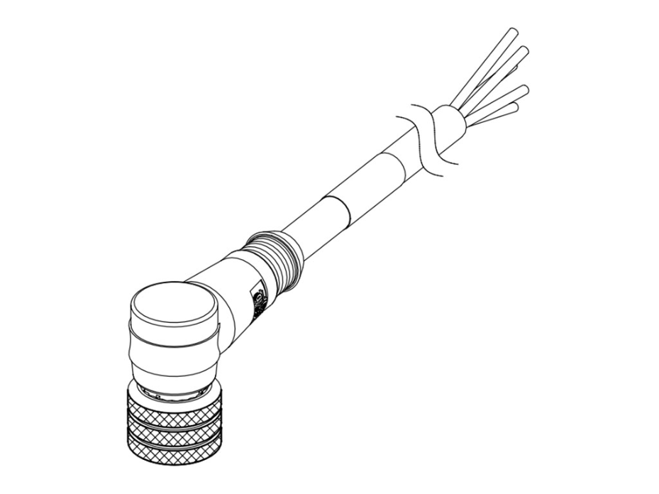 Micro-Change (M12) Single-Ended Cordset, 5 Poles, Female (90°) to Pigtail, 0.34mm² Black PUR LSOH Cable, 2.0m (6.56') Length