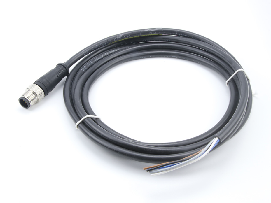 Micro-Change (M12) Single-Ended Cordset, 5 Poles, Male (Straight) to Pigtail, 0.34mm² Black PUR LSOH Cable, 2.0m (6.56') Length