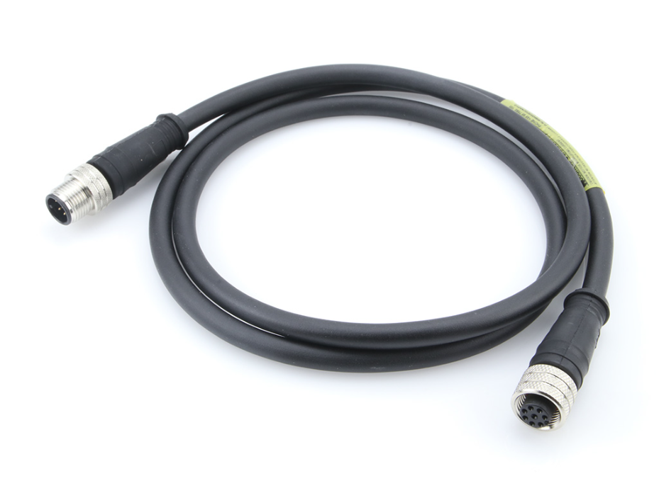 Micro-Change (M12) Double-Ended Cordset, 8 Poles, Male (Straight) to Female (Straight), 24 AWG, Black PUR/PVC Cable, 1.0m (3.28') Length