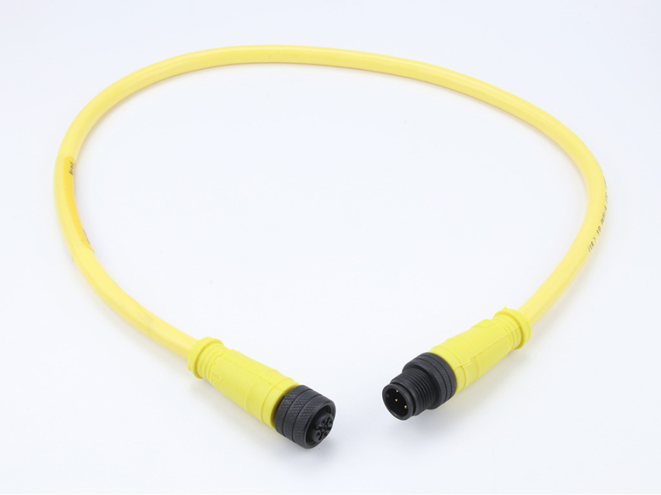 Micro-Change (M12) Double-Ended Cordset, 4 Poles, Male (Straight) to Female (Straight), 18 AWG, Yellow TPE Cable, 5.0m (16.40') Length