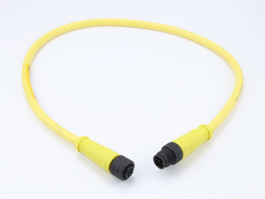 Micro-Change (M12) Double-Ended Cordset, 5 Poles, Male (Straight) to Female (Straight), 18 AWG, Yellow TPE Cable, 1.0m (3.28') Length