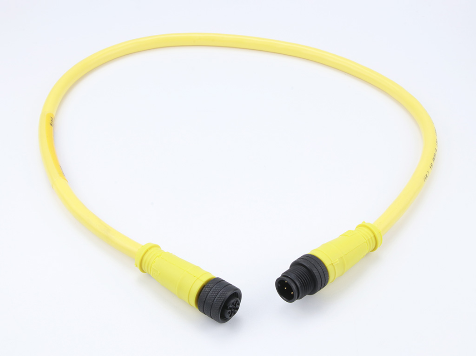 Micro-Change (M12) Double-Ended Cordset, 5 Poles, Male (Straight) to Female (Straight), 18 AWG, Yellow TPE Cable, 15.0m (49.21') Length