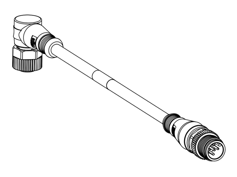 Micro-Change (M12) Double-Ended Cordset with Knurled Hexnut, 5 Poles, Male (Straight) to Female (90°), 22 AWG, Yellow TPU WSOR Cable, Yellow Overmold, 1.0m (3.28') Length