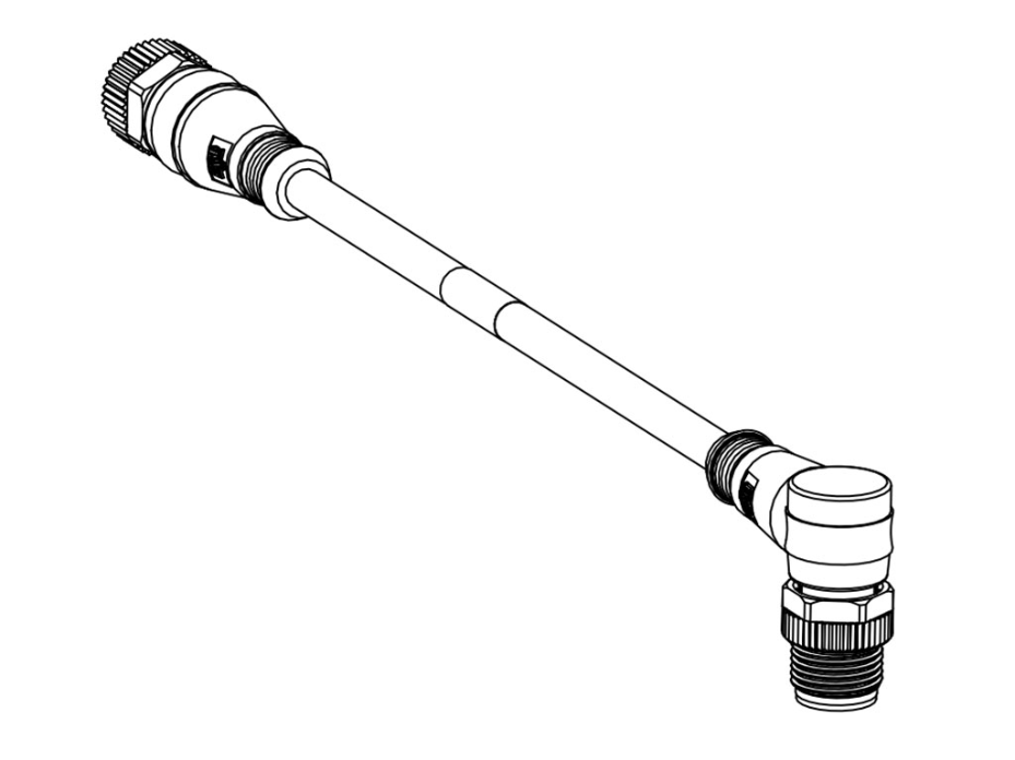 Micro-Change (M12) Double-Ended Cordset with Knurled Hexnut, 5 Poles, Male (90°) to Female (Straight), 22 AWG, Yellow TPU WSOR Cable, Yellow Overmold, 5.0m (16.40') Length