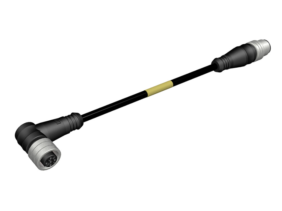Micro-Change (M12) Double-Ended Cordset, 4 Poles, Female (90°) to Male (Straight) with PNP LED Sensors, 0.34mm² PUR LS0H Cable 1.0m (3.28') Length