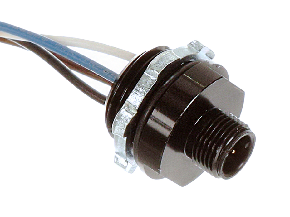 Micro-Change (M12) Receptacle, 4 Poles, 1/2" - 14 NPT Threads, Male (Straight) to 18 AWG Leads, 0.30m (11.81") Length