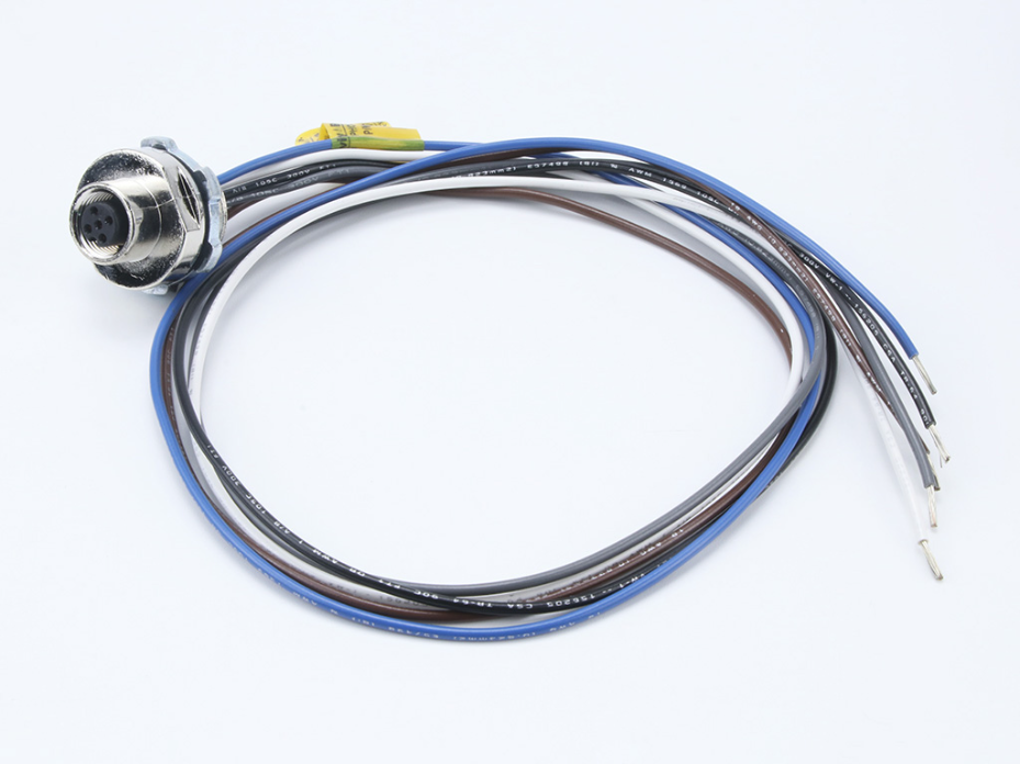 Micro-Change (M12) 5 Poles, 1/2" - 14 NPT Mounting Thread, Receptacle to 18 AWG PVC Leads, 3.0m (9.84') Length