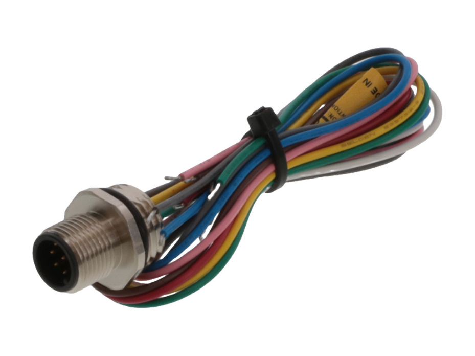 Micro-Change (M12) Receptacle, 8 Poles, PG9 Mounting Threads, Male (Straight) to 0.25mm² PVC Leads, 0.30m (11.81") Length