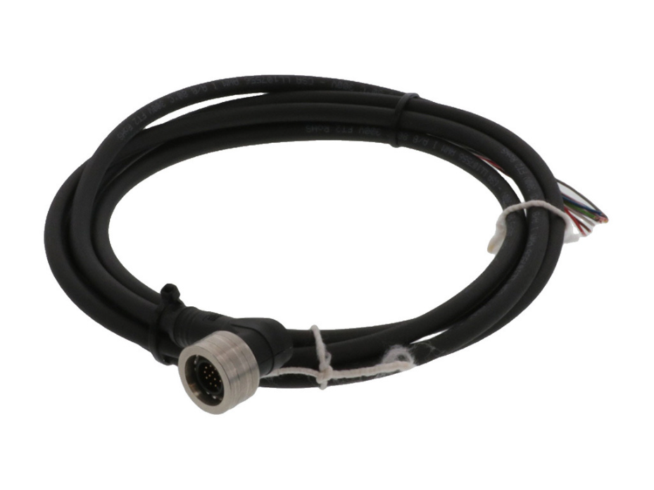 Ultra-Lock (M12) Single-Ended Cordset, 12 Poles, Male (90°) to Pigtail, 26 AWG, PUR Cable, 2.0m (6.56') Length