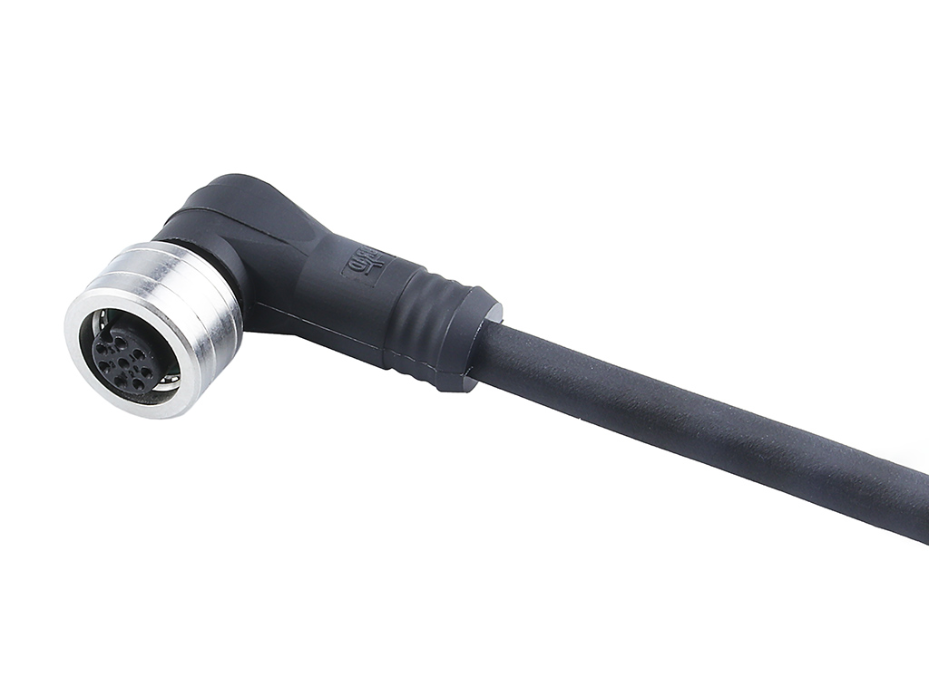 Ultra-Lock (M12) Single-Ended Cordset, 8 Poles, Female (90°) to Pigtail, 24 AWG, PUR LS0H Cable, 2.0m (6.56') Length