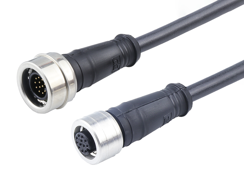 Ultra-Lock (M12) Double-Ended Cordset, 12 Poles, Female (Straight) to Male (Straight), 0.14mm² PUR Cable, 1.0m (3.28') Length