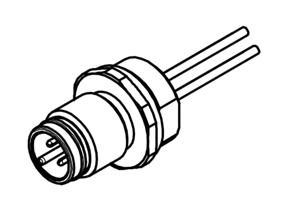 Ultra-Lock (M12) Receptacle, 4 Poles, PG9 Mounting Threads, Male (Straight) to 0.34mm² PVC Leads, 0.30m (11.81") Length