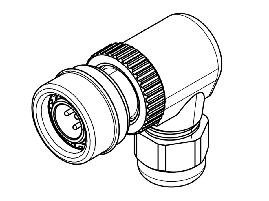 Ultra-Lock (M12) A-Coded with PG9 Cable Fitting, Male, 4 Pole, 90° Angle, Cable Diameter 3.30-6.60mm