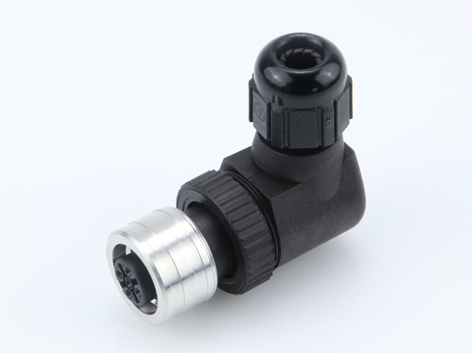 Ultra-Lock (M12) Single Keyway with PG7 Cable Fitting, Female, 4 Pole, 90° Angle, Cable Diameter 3.30-6.60mm