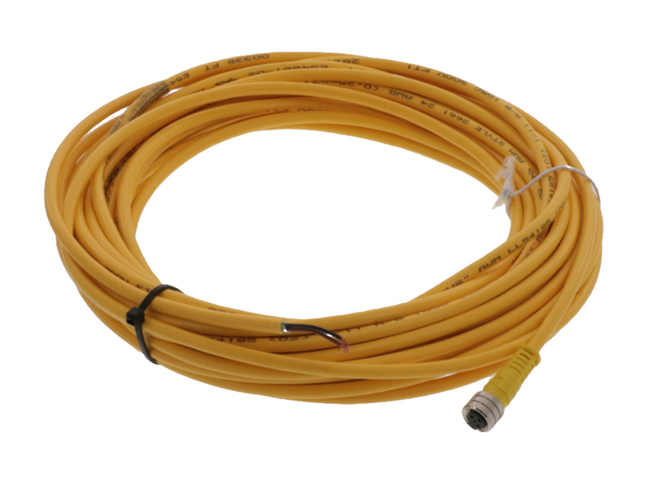 Nano-Change (M8) Single-Ended Cordset, 4 Poles, A-Coded, Female (Straight) to Pigtail, 24 AWG, Yellow PVC Cable, 2.0m (6.56') Length