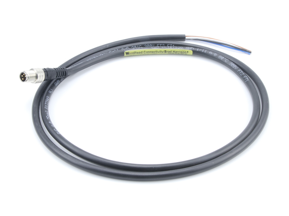 Nano-Change (M8) Single-Ended Cordset, 4 Poles, A-Coded, Male (Straight) to Pigtail, 0.25mm² Black PVC Cable, 1.0m (3.28') Length