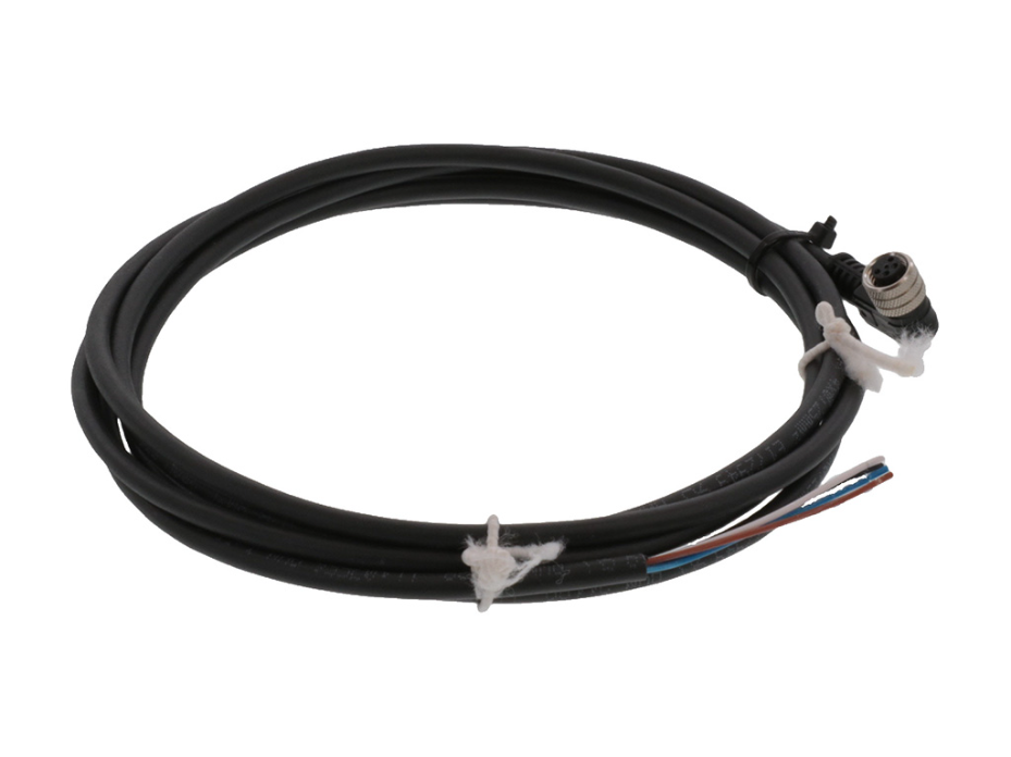 Nano-Change (M8) Single-Ended Cordset with Knurled Hexnut, 5 Poles, B-Coded, Female (90°) to Pigtail, 0.25mm² Black PUR Cable, 5.0m (16.40') Length