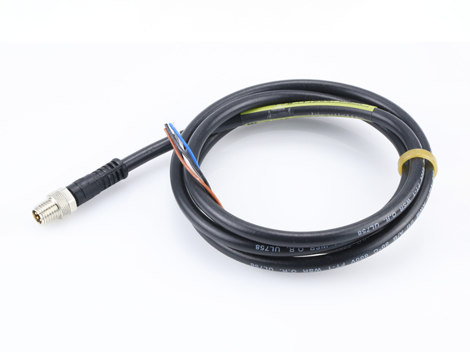 Nano-Change (M8) Single-Ended Cordset with Knurled Hexnut, 5 Poles, B-Coded, Male (Straight) to Pigtail, 24 AWG, Black TPU WSOR Cable, 1.0m (3.28') Length