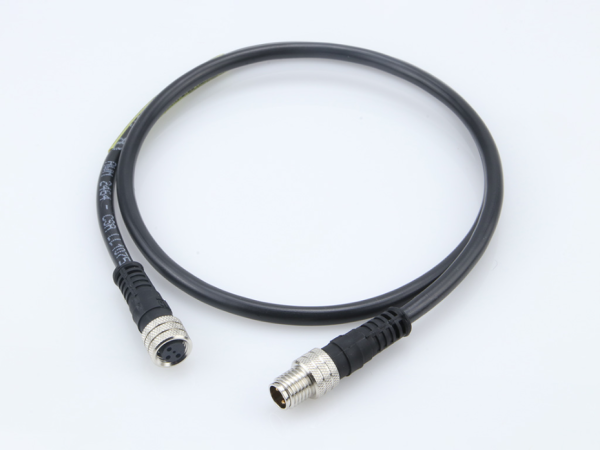 Nano-Change (M8) Double-Ended Cordset with Knurled Hexnut, 3 Poles, A-Coded, Male (Straight) to Female (Straight), 24 AWG, Black PUR LSOH Cable, 2.0m (6.56') Length