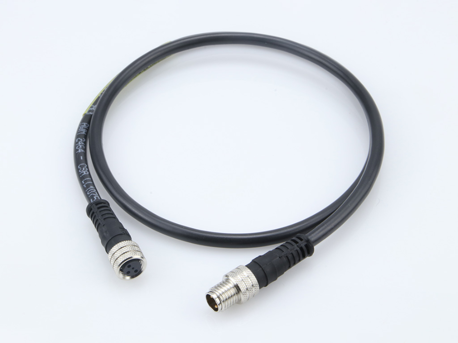 Nano-Change (M8) Double-Ended Cordset with Knurled Hexnut, 4 Poles, A-Coded, Male (Straight) to Female (Straight), 24 AWG, Black PVC Cable, 1.0m (3.28') Length