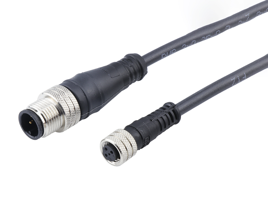 Nano-Change (M8) to Micro-Change (M12) Double-Ended Cordset, 3 Poles, Female (Straight) to Male (Straight), 0.25mm² PVC Cable, 5.0m (16.40') Length
