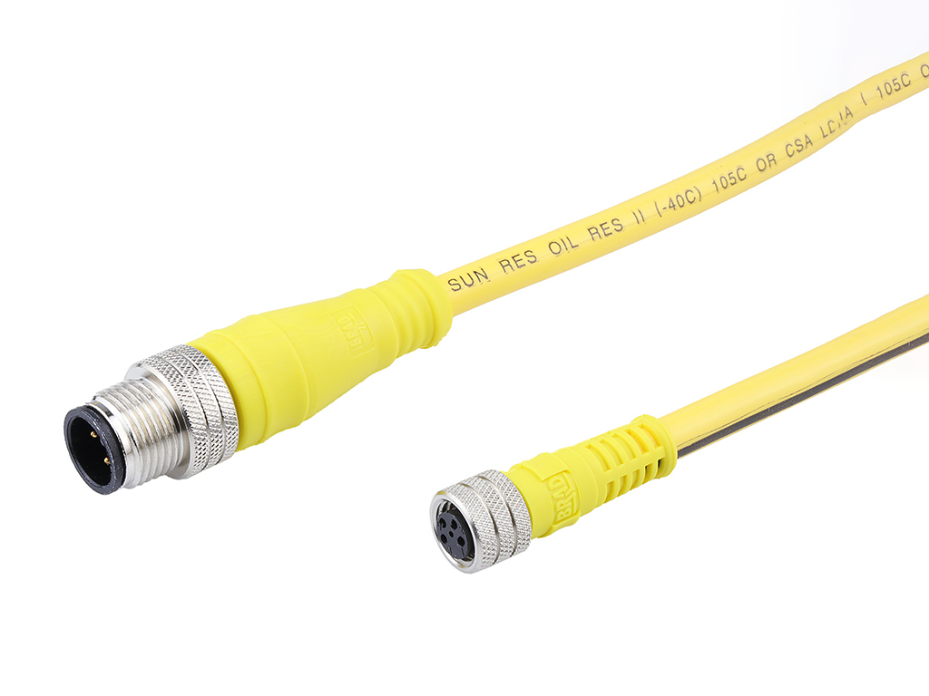 Nano-Change (M8) to Micro-Change (M12) Double-Ended Cordset, 3 Poles, Female (Straight) to Male (Straight), 0.25mm² PUR LS0H Cable, 5.0m (16.40') Length