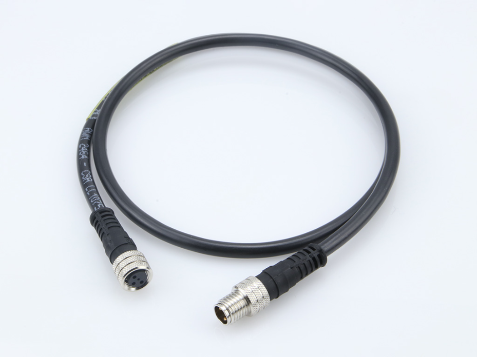 Nano-Change (M8) Double-Ended Cordset with Knurled Hexnut, 4 Poles, A-Coded, Male (Straight) to Female (Straight), 24 AWG, Black TPU WSOR Cable, 5.0m (16.40') Length