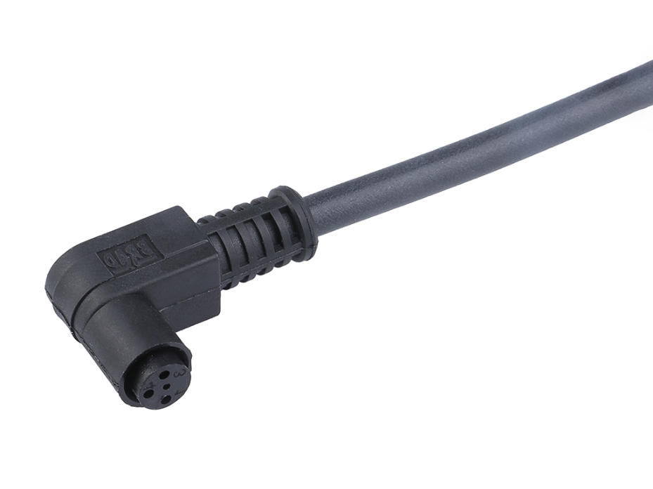 Nano-Change (M8) Single-Ended Cordset, 3 Poles, Female (90°) with Snap Coupling to Pigtail, 0.25mm² PVC Cable, 2.0m (6.56') Length